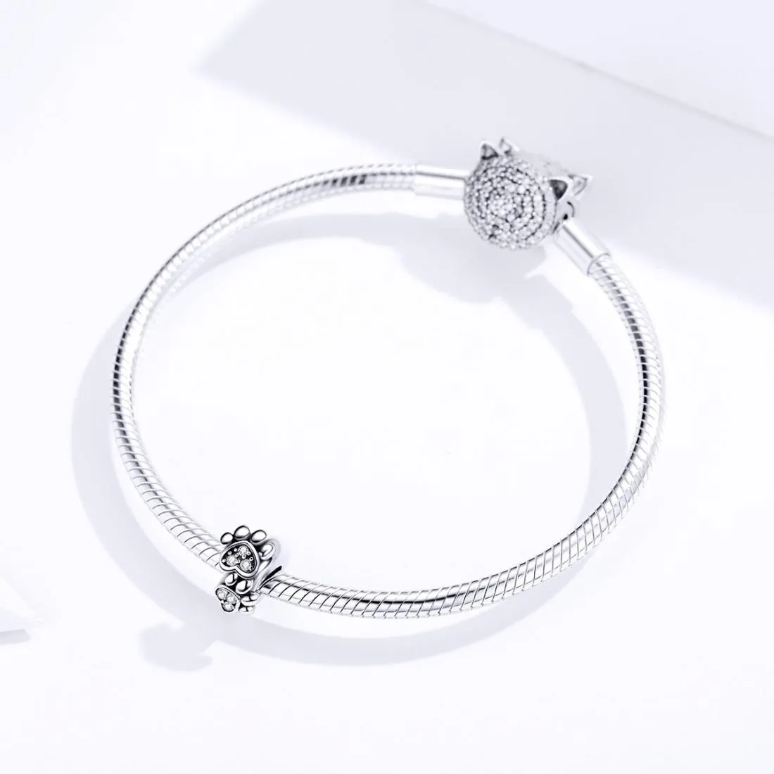 925 Sterling Silver Animal Footprint Beads For Diy Bracelets