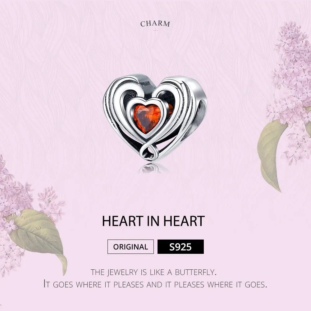 925 Sterling Silver Diy Heart Beads For Bracelets & Necklaces