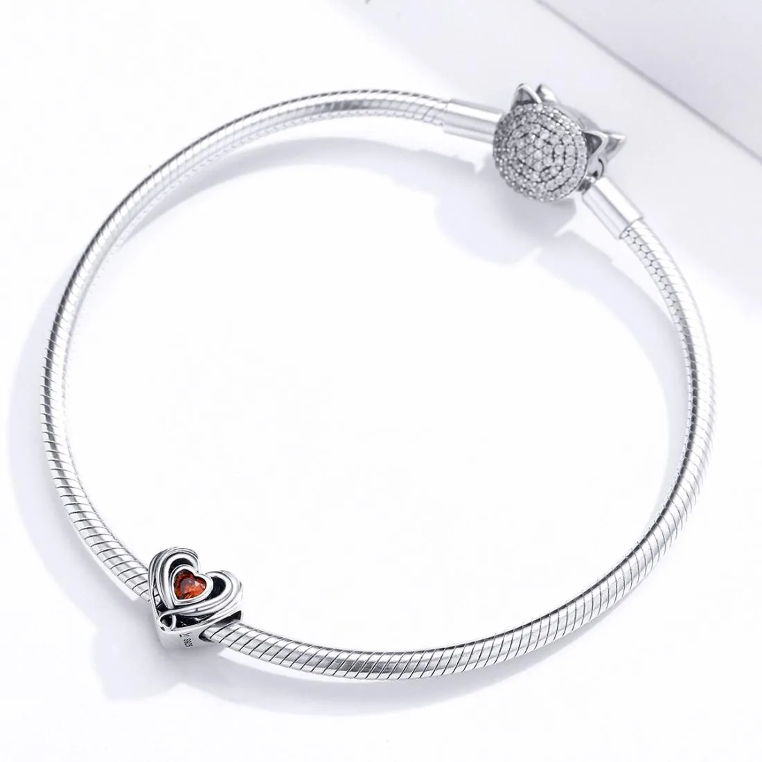 925 Sterling Silver Diy Heart Beads For Bracelets & Necklaces