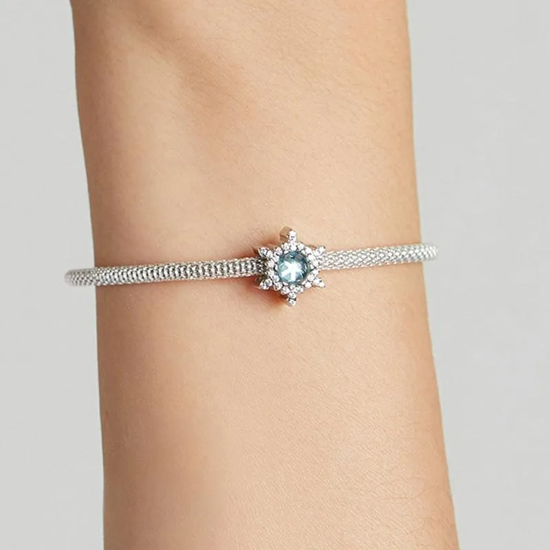 925 Sterling Silver Diy Winter Snowflake Bracelet Bead Set