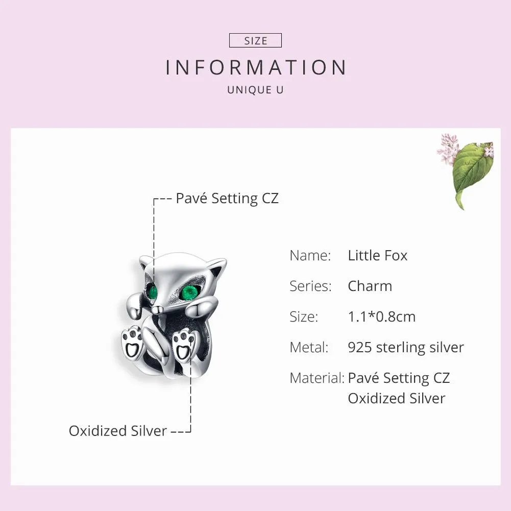 925 Sterling Silver Fox Charm Beads For Diy Bracelets