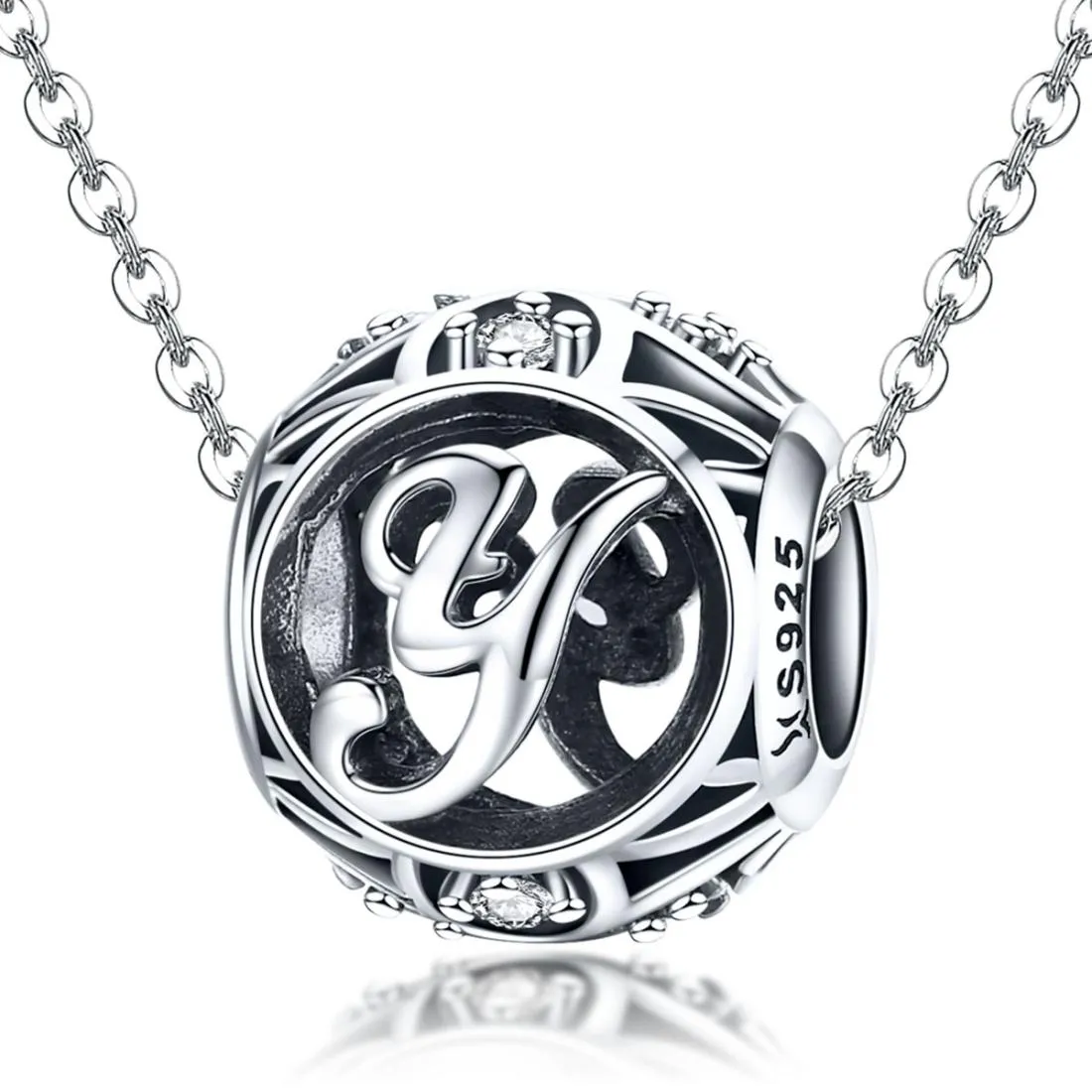 925 Sterling Silver Personalized Letter Beads For Diy Bracelets & Necklaces Style - Y