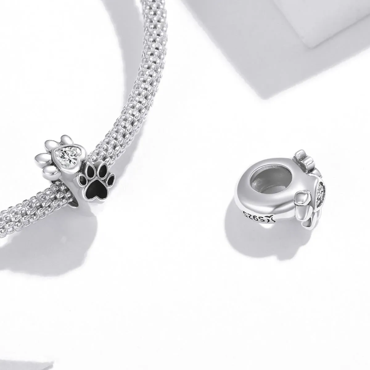 925 Sterling Silver Pet Imprint Beads For Diy Bracelets & Necklaces