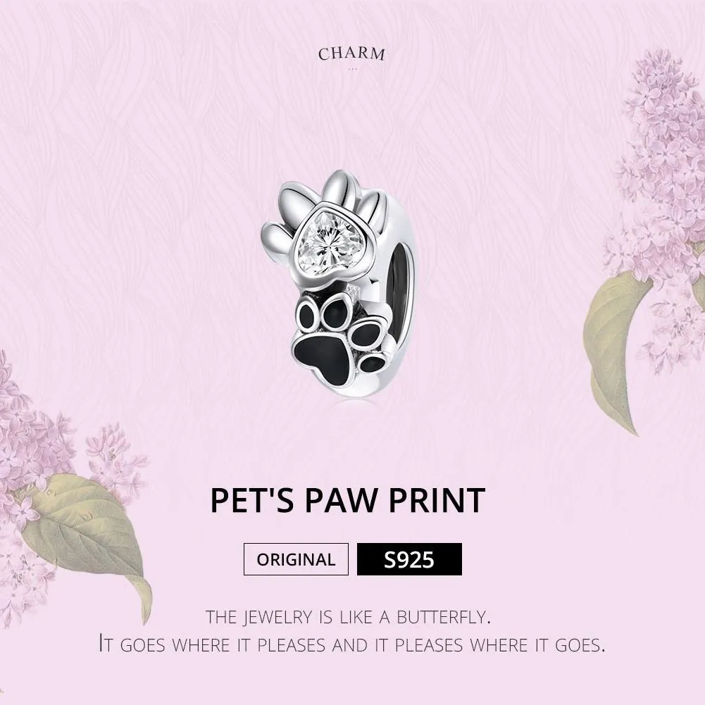 925 Sterling Silver Pet Imprint Beads For Diy Bracelets & Necklaces