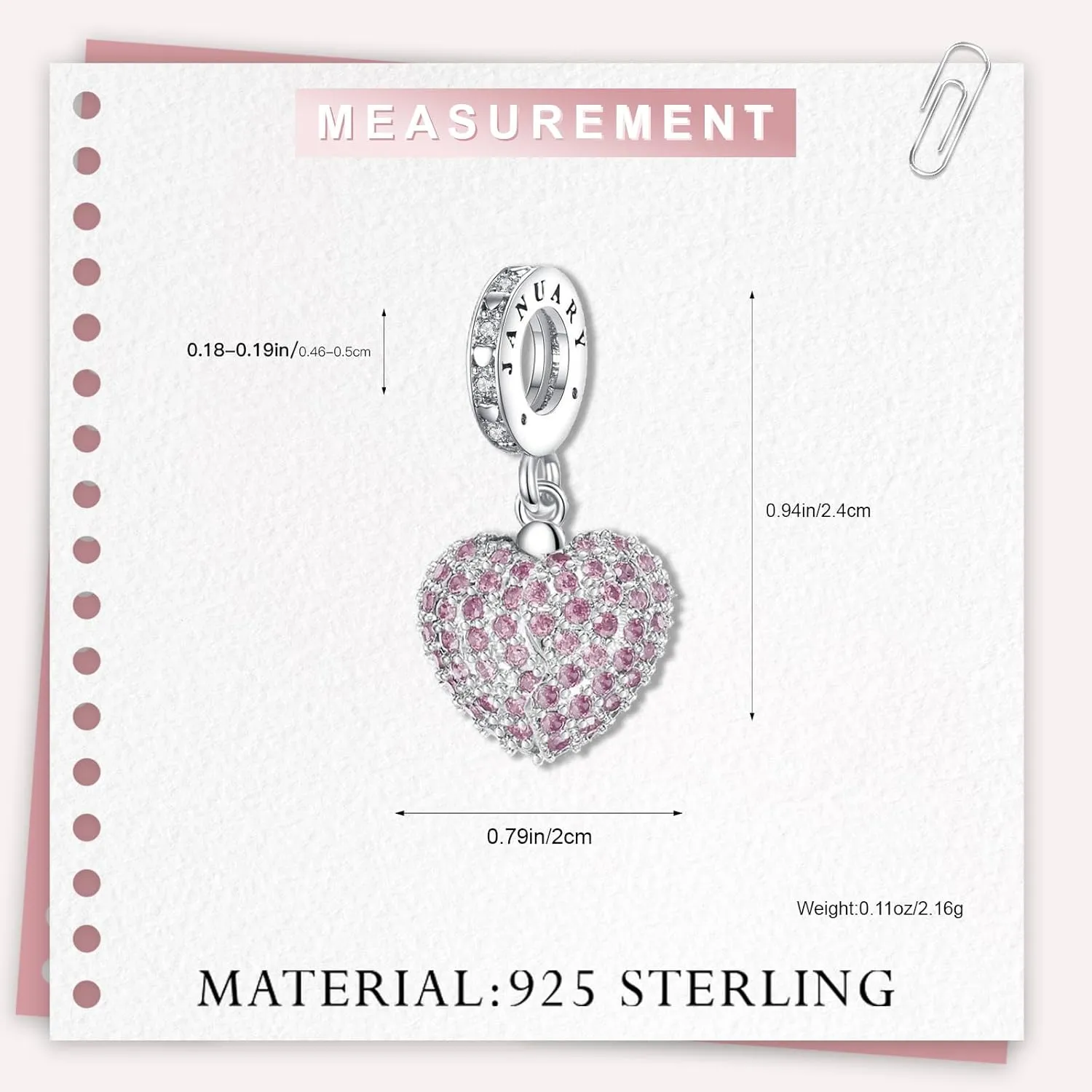 Annmors Birthstone Charms for Bracelet 925 Sterling Silver Charms fit Bracelet Necklace Dangle with 5A Cubic Zirconia Christmas Valentine Mother's Day Gift for Women