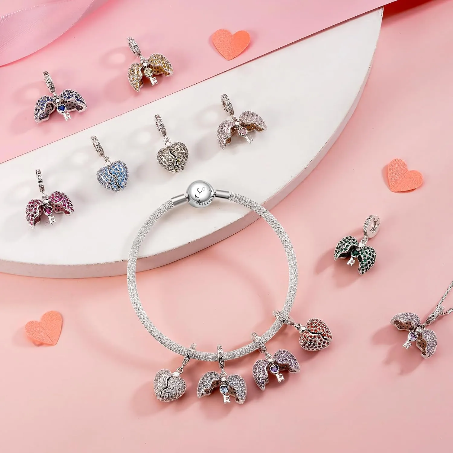 Annmors Birthstone Charms for Bracelet 925 Sterling Silver Charms fit Bracelet Necklace Dangle with 5A Cubic Zirconia Christmas Valentine Mother's Day Gift for Women