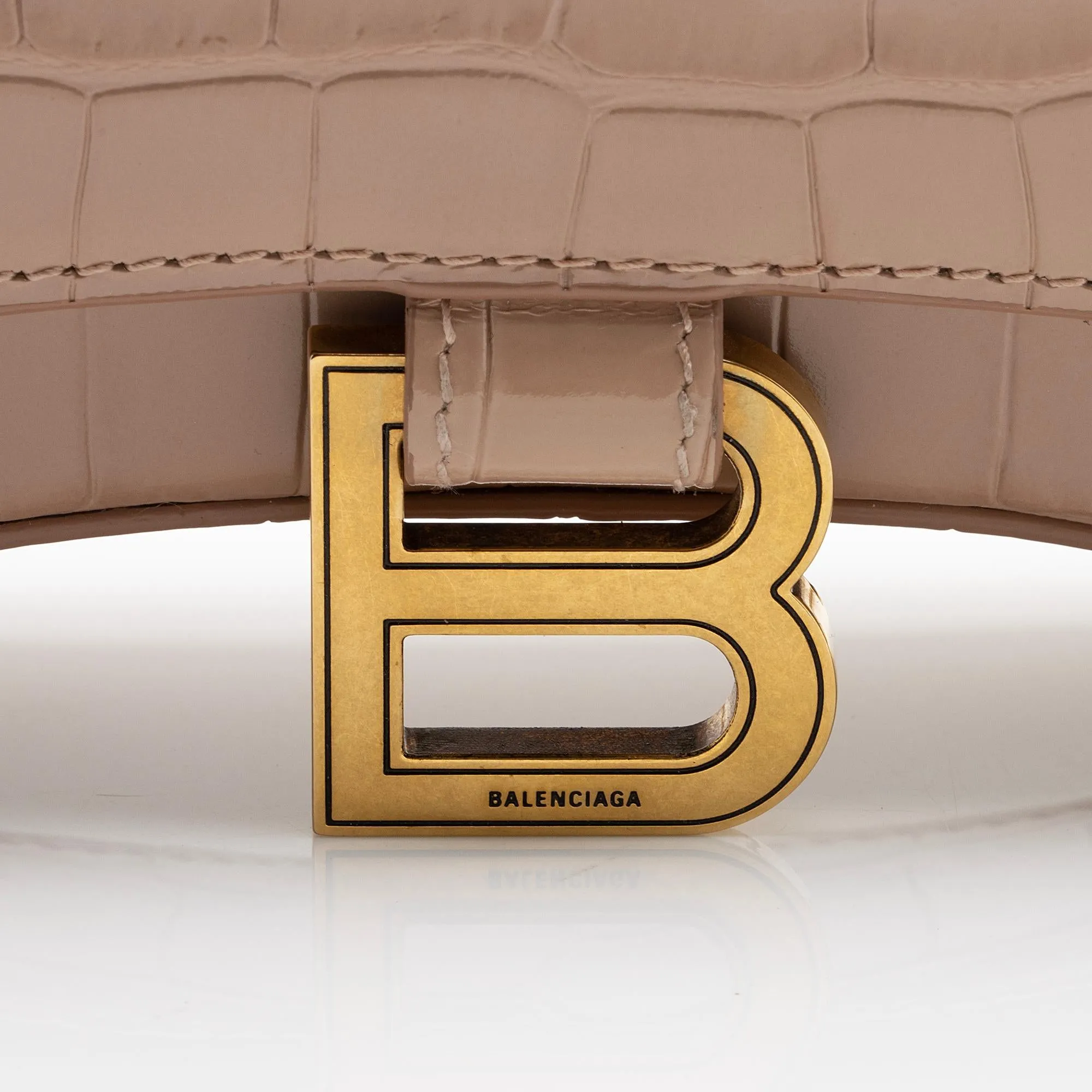 Balenciaga Shiny Croc Embossed Calfskin Hourglass Chain Bag (SHF-ZdcMW4)