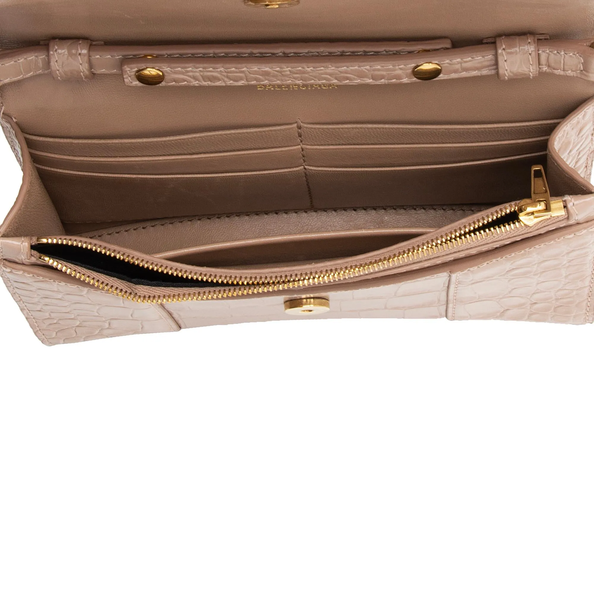 Balenciaga Shiny Croc Embossed Calfskin Hourglass Chain Bag (SHF-ZdcMW4)