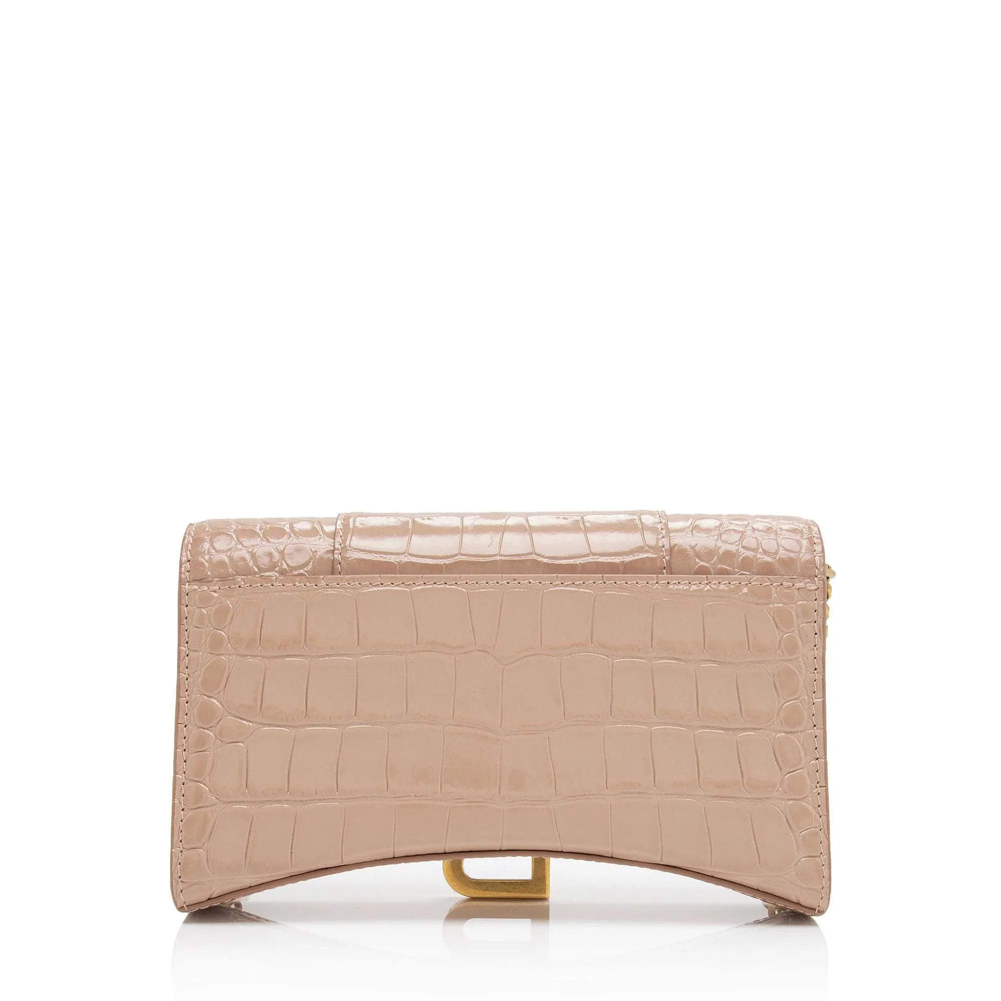 Balenciaga Shiny Croc Embossed Calfskin Hourglass Chain Bag (SHF-ZdcMW4)