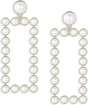 Geometric Pearl Drop Earrings Pearl Dangle Earrings Jewelry Gifts
