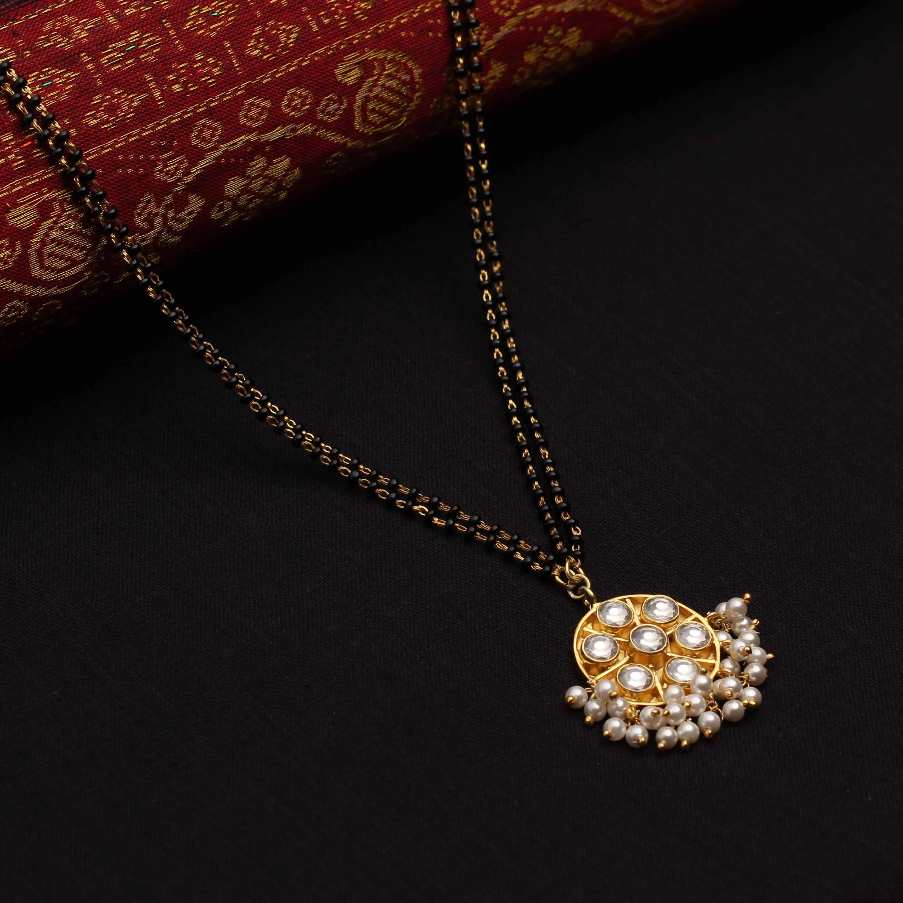 Gold Plated Kundan Silver Mangalsutra