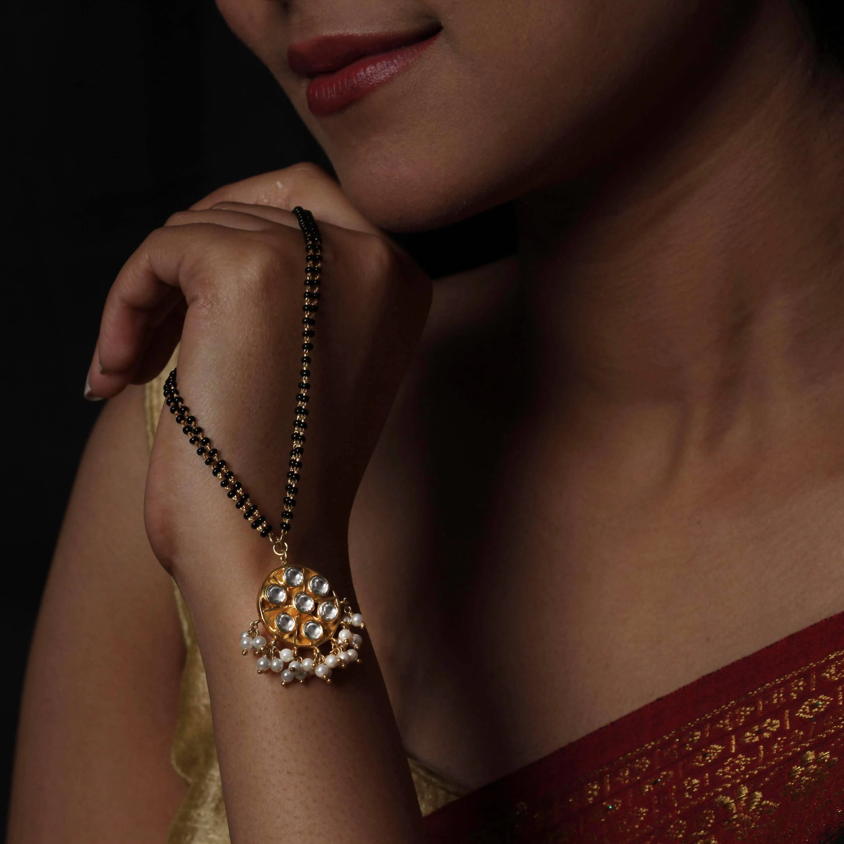 Gold Plated Kundan Silver Mangalsutra