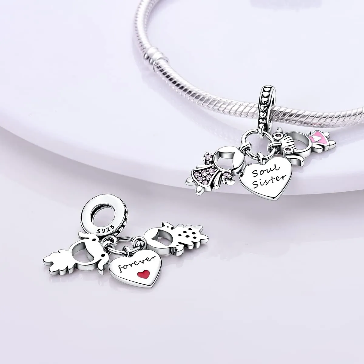Hapour 925 Sterling Silver Charms for Bracelets Necklaces, Cute Fashion Love Heart Dangle Charm Pendant Beads Gift for Women Her