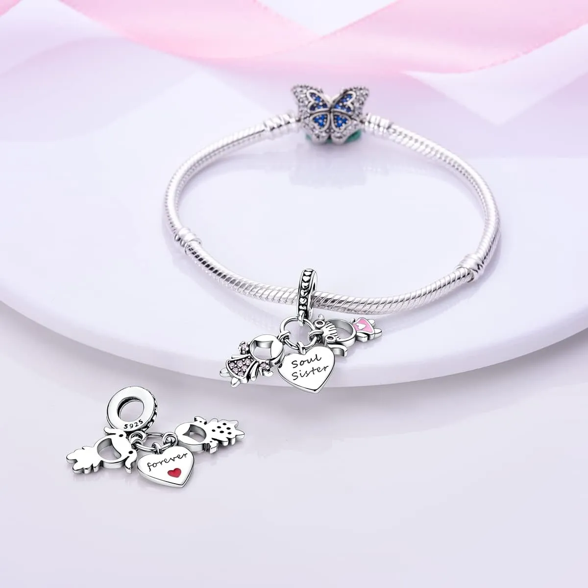 Hapour 925 Sterling Silver Charms for Bracelets Necklaces, Cute Fashion Love Heart Dangle Charm Pendant Beads Gift for Women Her