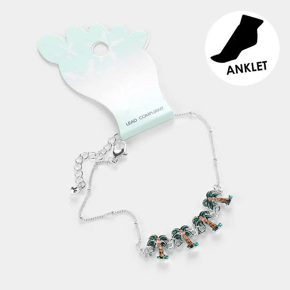 iLLASPARKZ Enamel Palm Tree Link Anklet