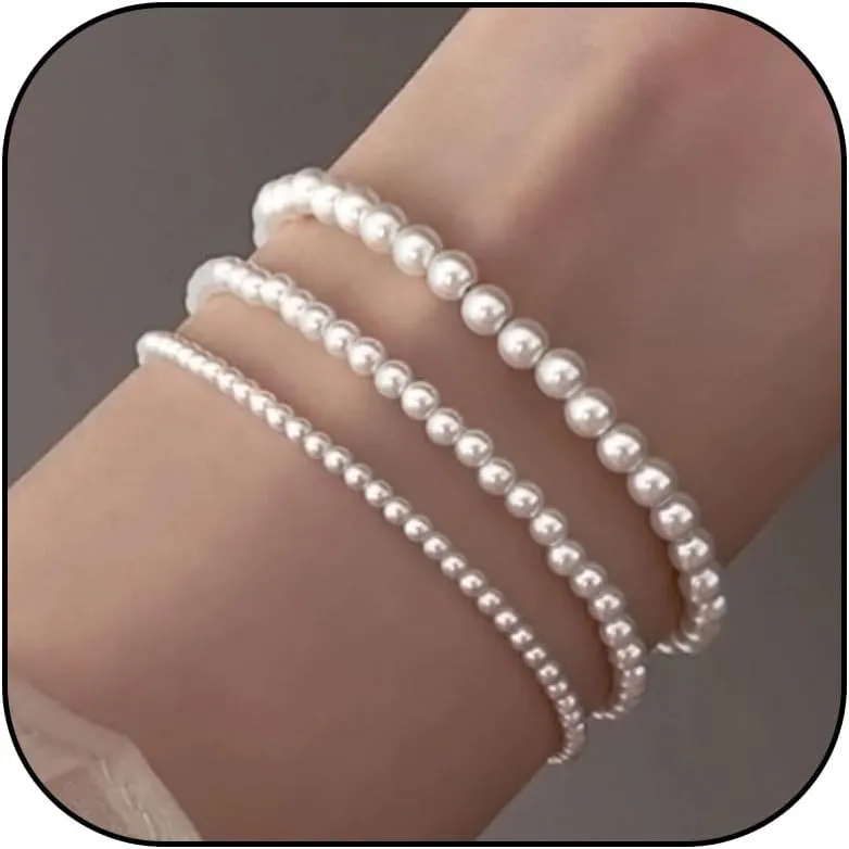 Pearl Bracelet for Women Gifts Trendy Stuff Dainty Bracelet White Baroque Pearl Wrist Bracelets Bridesmaid Bridal Wedding Jewelry Gifts
