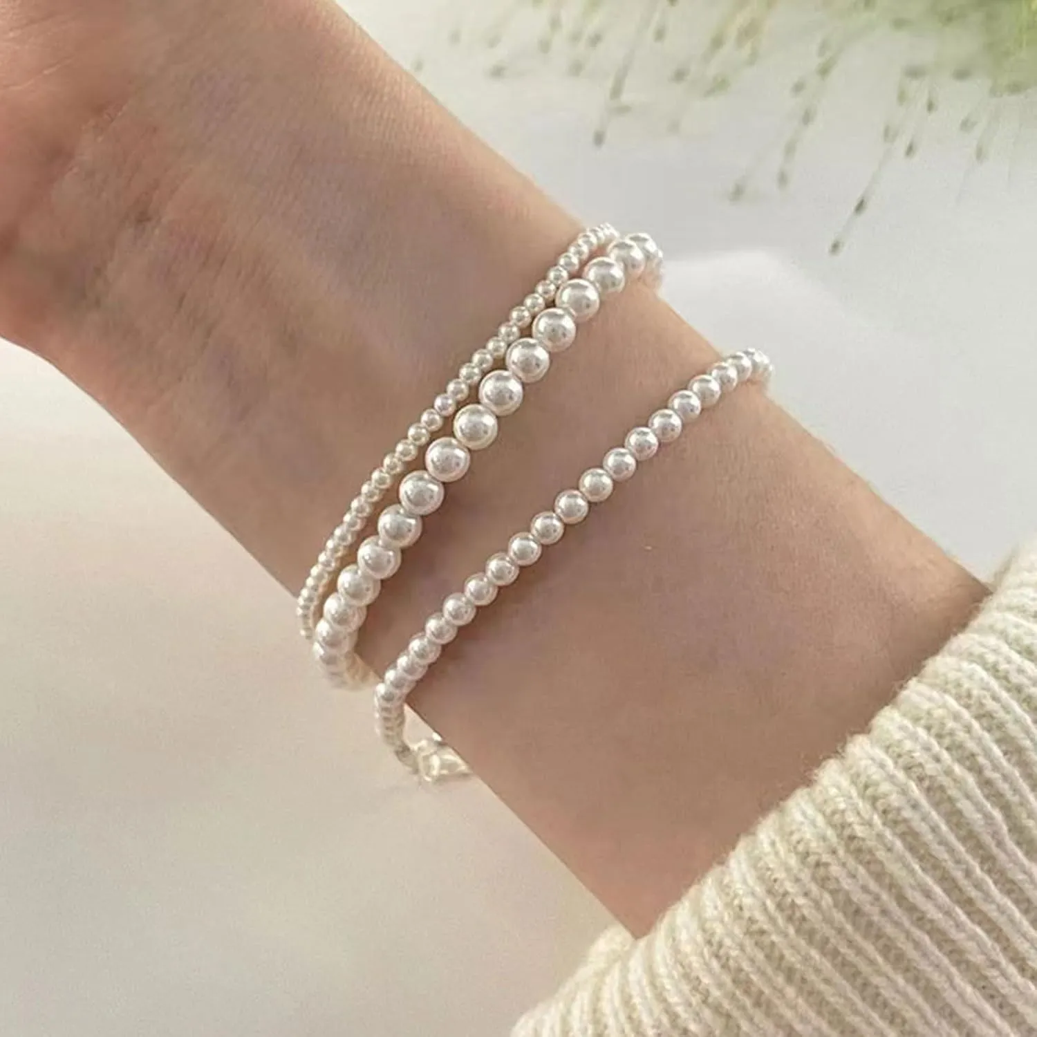 Pearl Bracelet for Women Gifts Trendy Stuff Dainty Bracelet White Baroque Pearl Wrist Bracelets Bridesmaid Bridal Wedding Jewelry Gifts