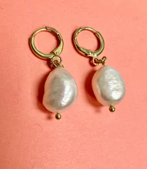 Pearl Huggie Earrings