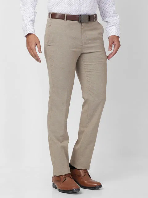 Raymond Men Khaki Slim Fit Structured Trouser