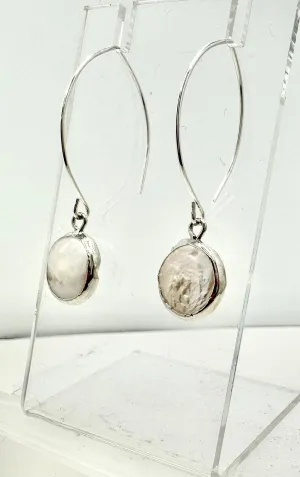 Sterling Silver Coin Pearl  Earrings