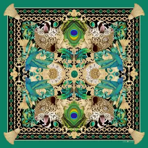 The Emerald & Jaguar Scarf | Wool/Silk | 90x90cm [Preorder]