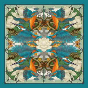 The Frog & Kingfisher Silk Scarf | 90x90cm