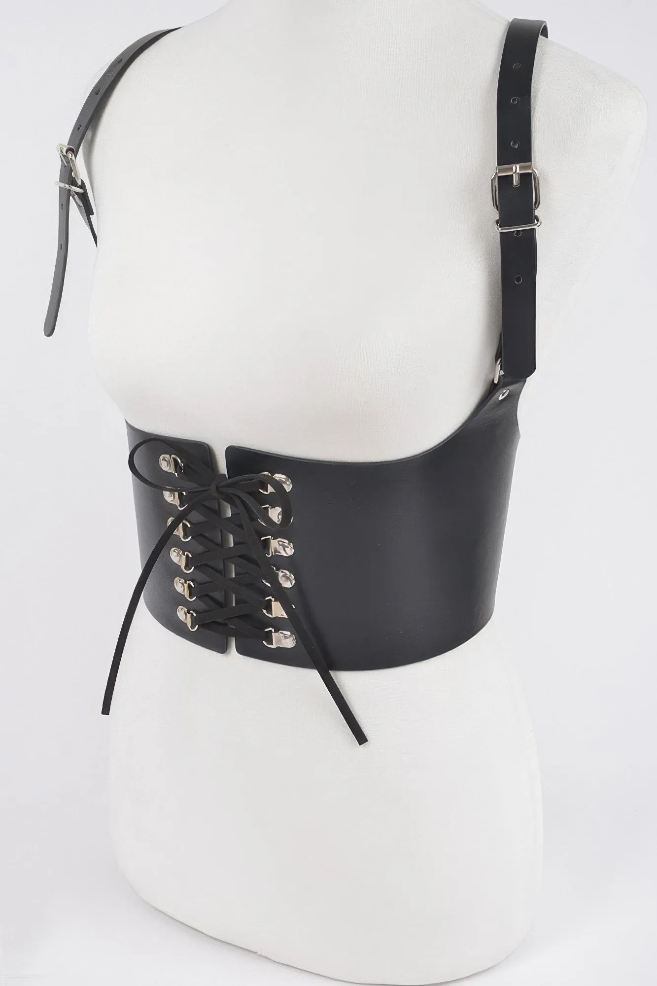 Vegan Leather Corset Harness Metal Buckle Belt