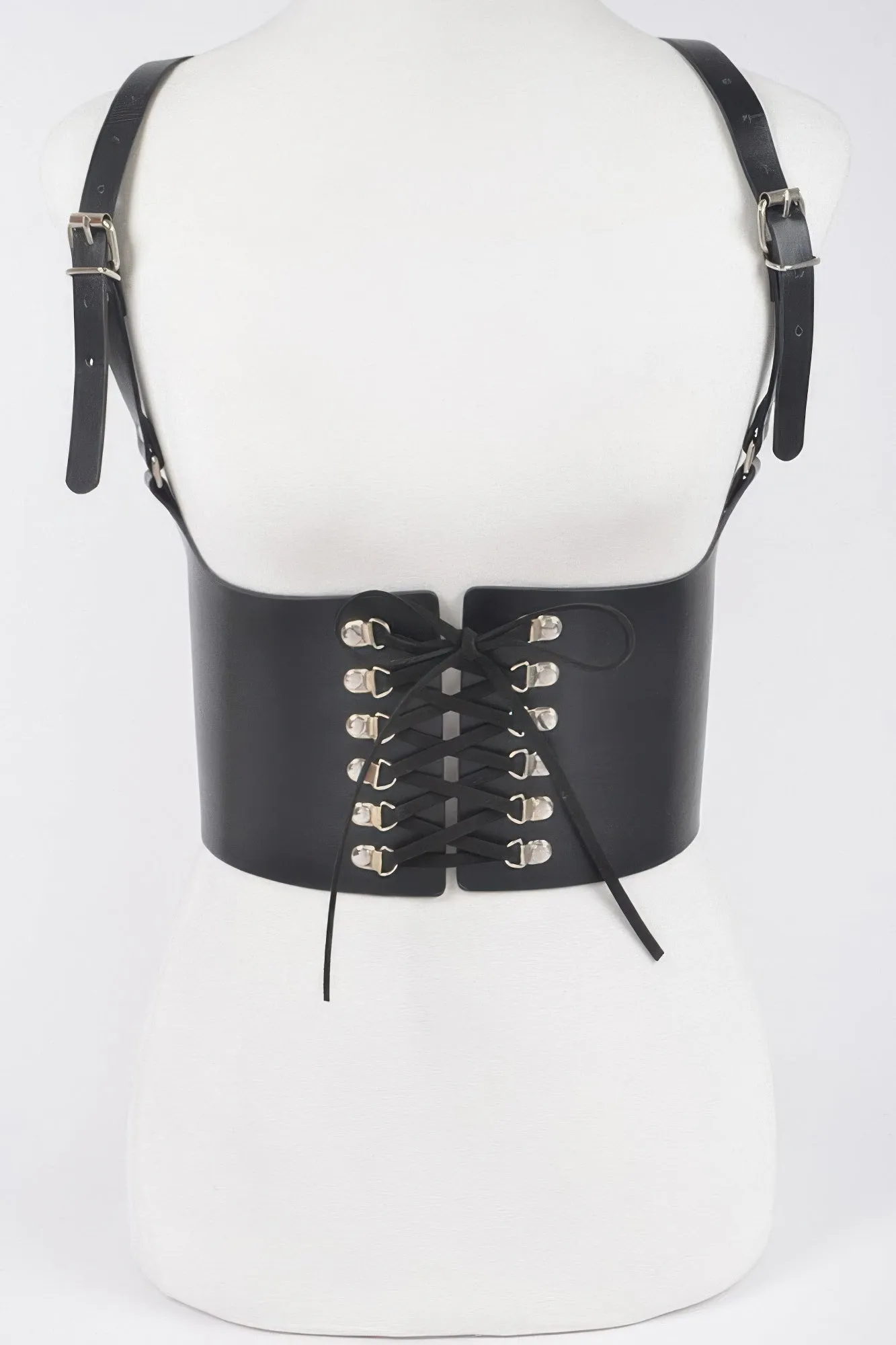 Vegan Leather Corset Harness Metal Buckle Belt