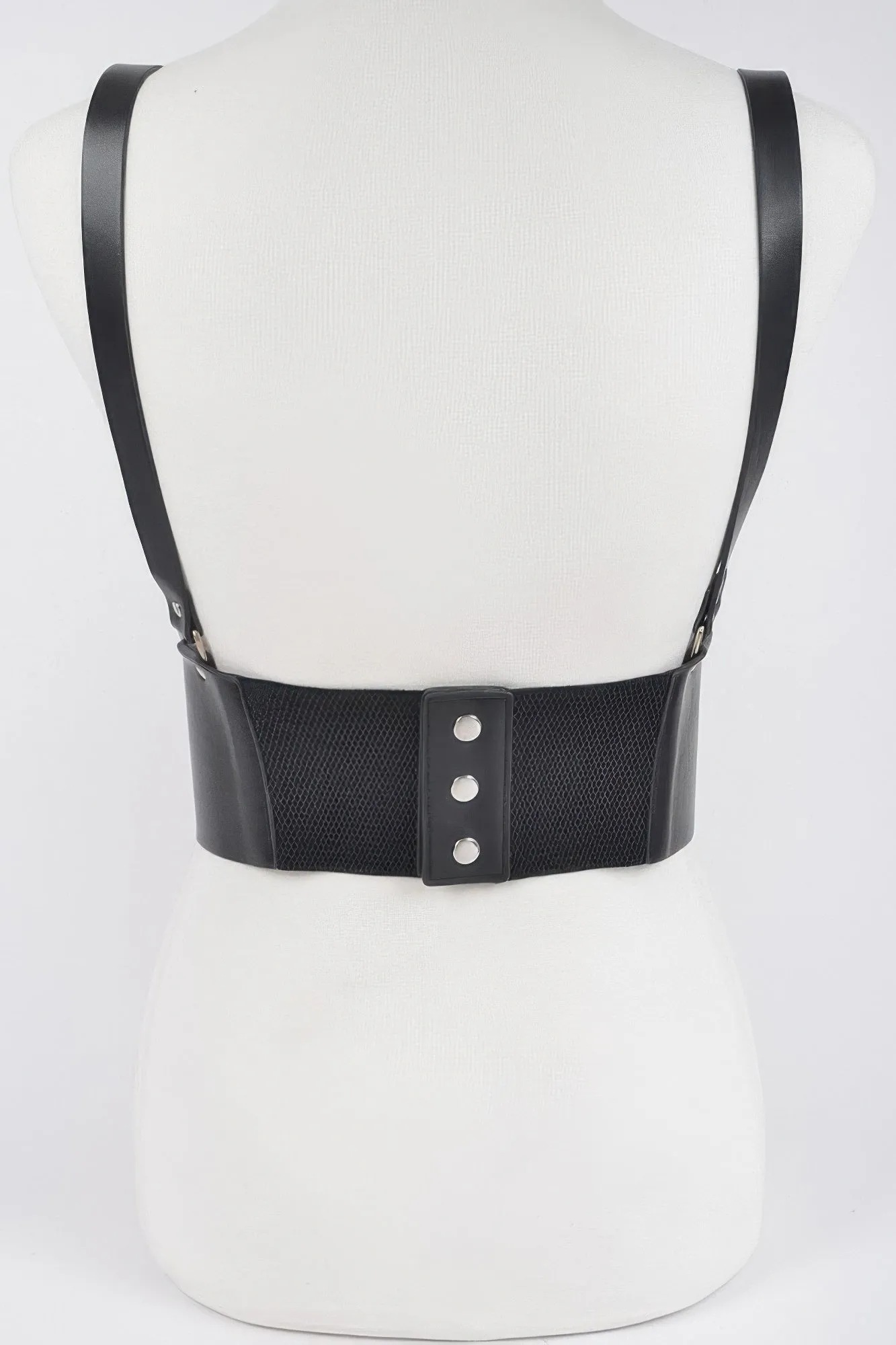 Vegan Leather Corset Harness Metal Buckle Belt