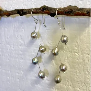 Waterfall baroque gray pearls earrings