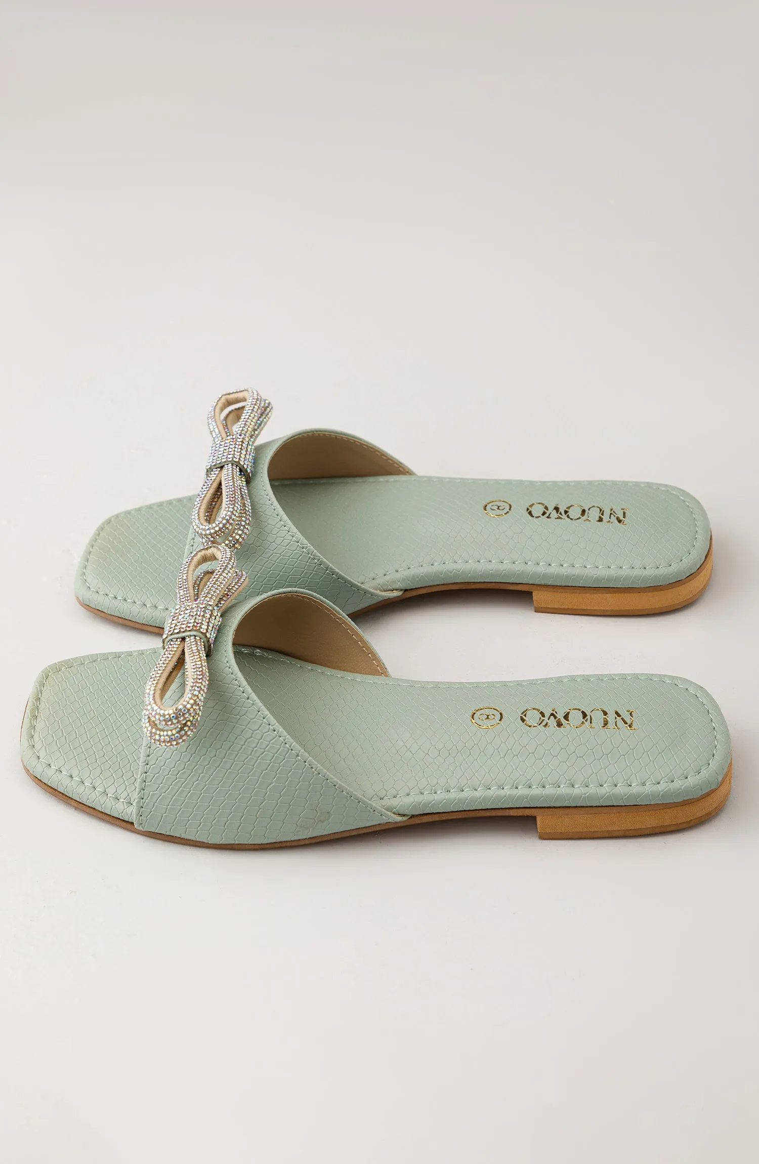 Women Slippers -  Flat Sandals - GREEN (WAFF23W-1006 GREEN)