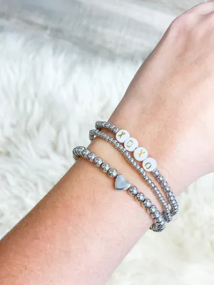 'XOXO' Silver Stretch Bracelet Set