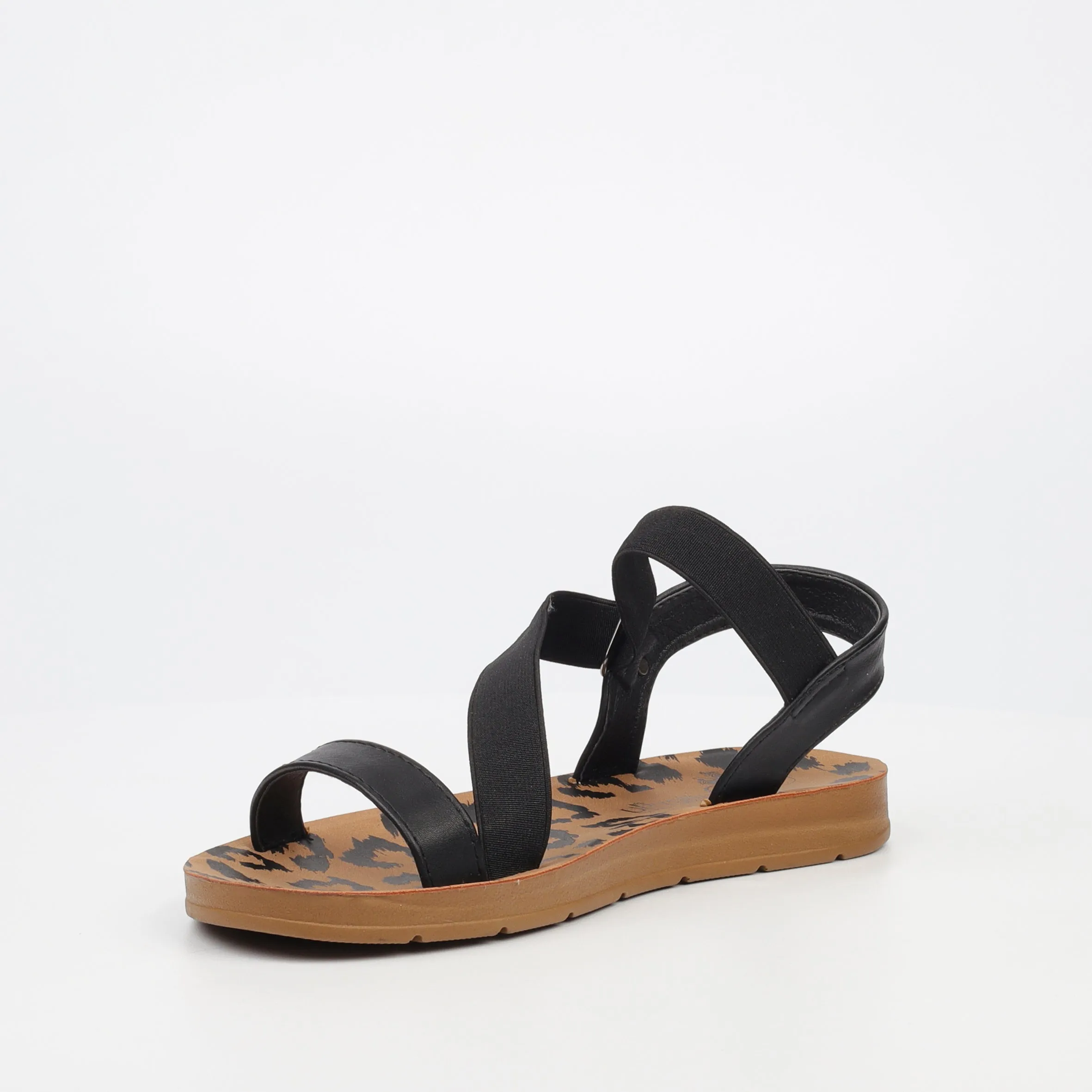 Zina 17 - Black  Crossover Elastic Sandals