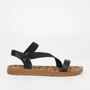 Zina 17 - Black  Crossover Elastic Sandals