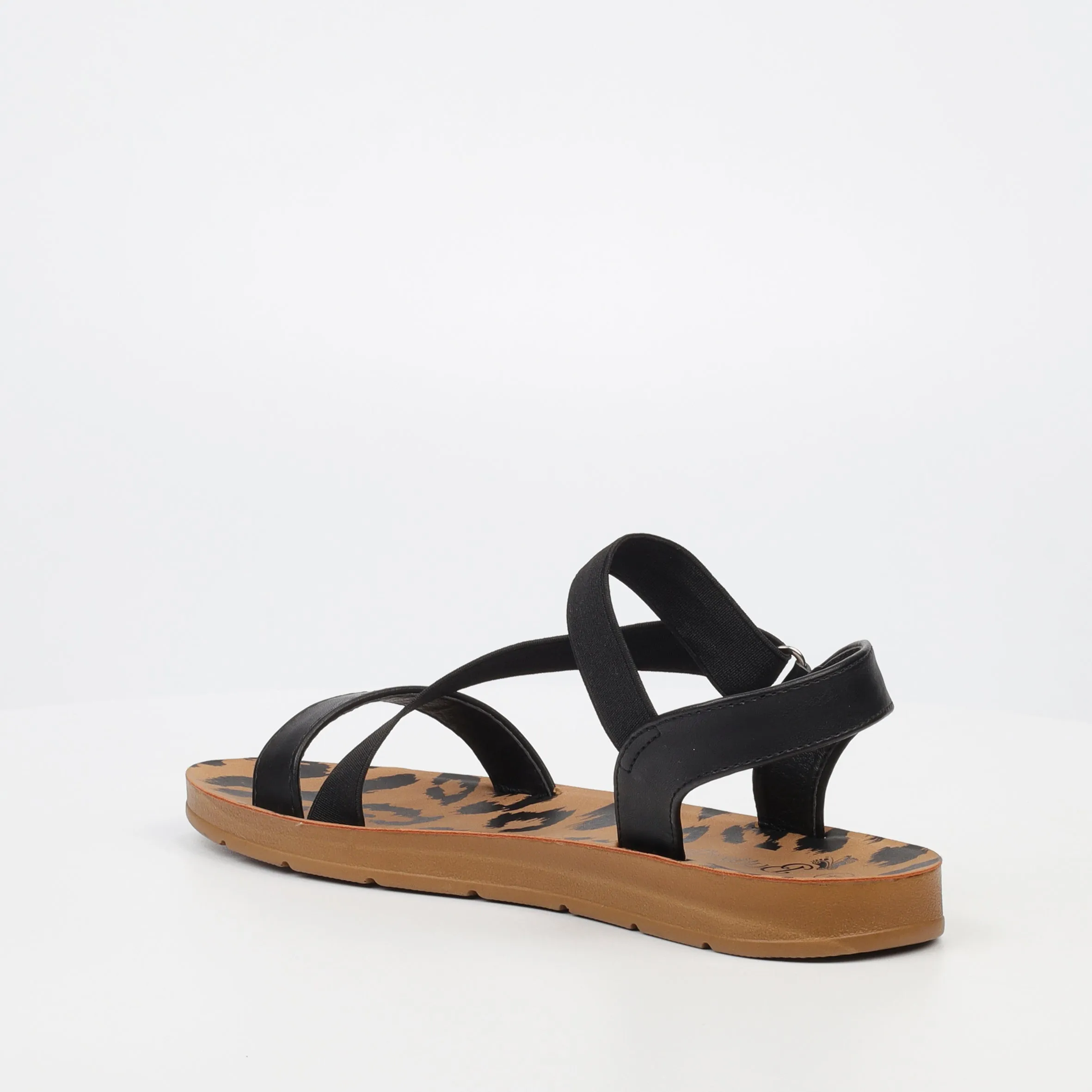 Zina 17 - Black  Crossover Elastic Sandals